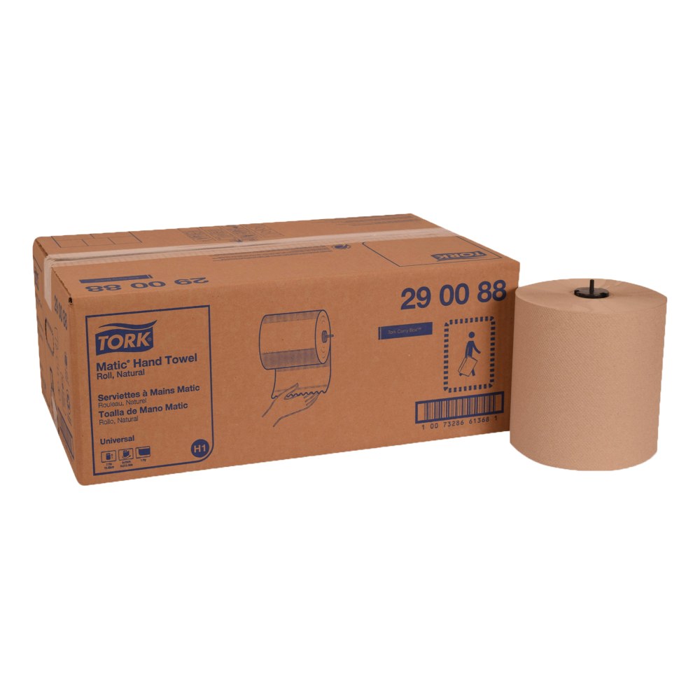 Tork Matic 1-Ply Hardwound Paper Towels, Natural, 884 Sheets Per Roll, Pack Of 6 Rolls