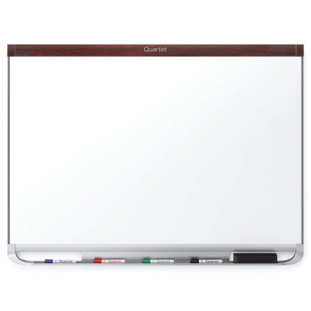 Quartet Prestige 2 DuraMax Porcelain Magnetic Dry-Erase Whiteboard, 96in x 48in, Wood Frame With Mahogany Finish