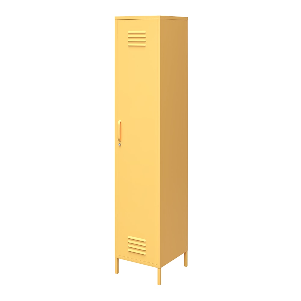 Ameriwood Home Cache Single Metal Locker Storage Cabinet, 72-7/8inH x 15inW x 15-3/4inD, Yellow