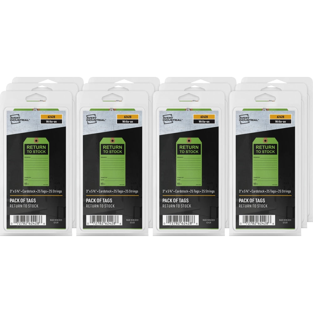 Avery RETURN TO STOCK Preprinted Inventory Tags - 5.75in Length x 3in Width - Rectangular - 12 / Carton - Card Stock - Green