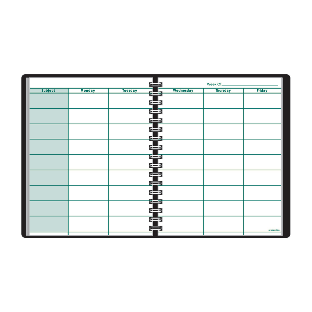 AT-A-GLANCE Undated Teachers Planner, 8 1/4in x 10 7/8in, 30% Recycled, Black