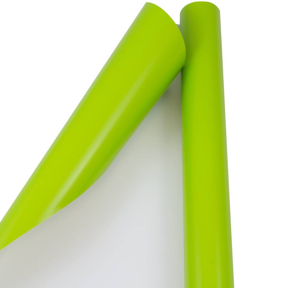 JAM Paper Wrapping Paper, Glossy, 25 Sq Ft, Lime Green