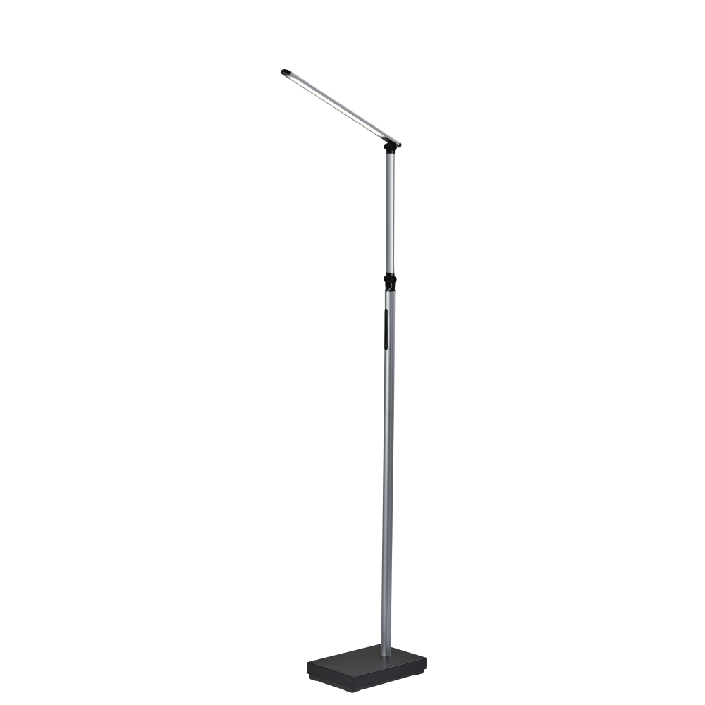 Adesso Simplee Lennox LED Floor Lamp, 61-1/2inH, Silver Shade/Black Base