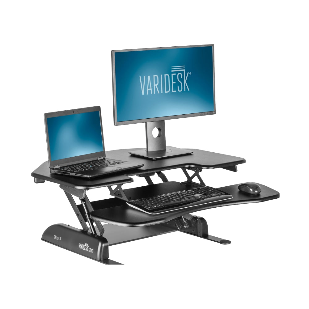 VariDesk Cube Series Corner Standing Desk Riser, 17-1/2inH x 36inW x 33-1/2inD, Black