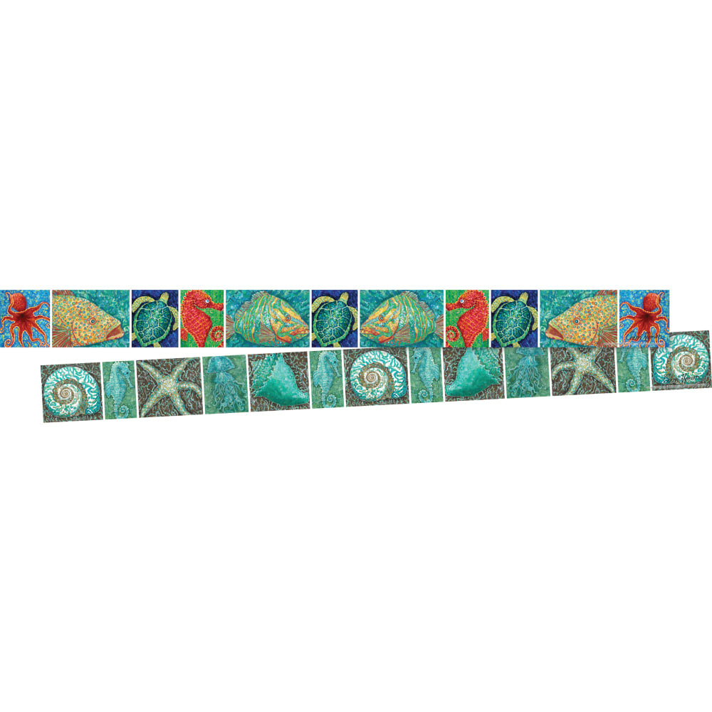 Barker Creek Double-Sided Borders, 3in x 35in, Ocean, 12 Strips Per Pack, Set Of 2 Packs