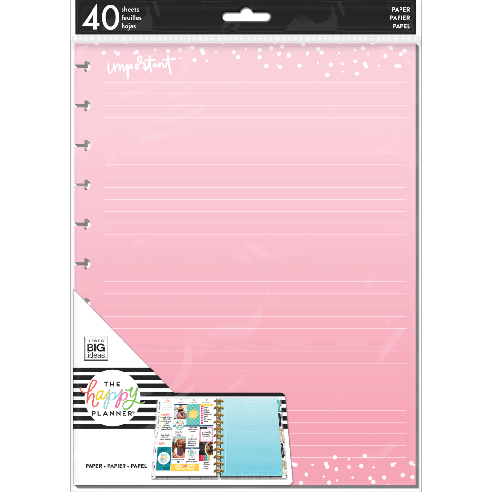 Happy Planner Big Filler Paper, 8-1/2in x 11in, 40 Sheets, Colorful