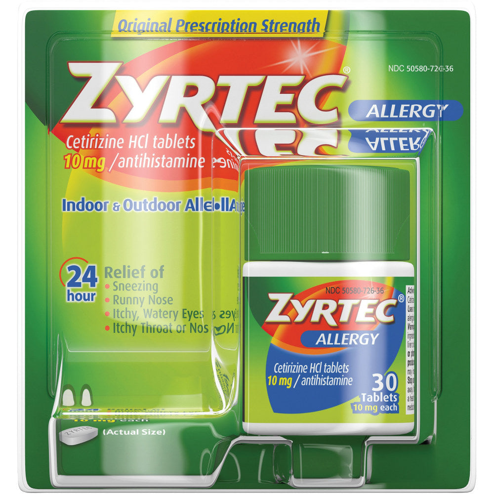 Zyrtec Allergy Relief Tablets, Box of 30