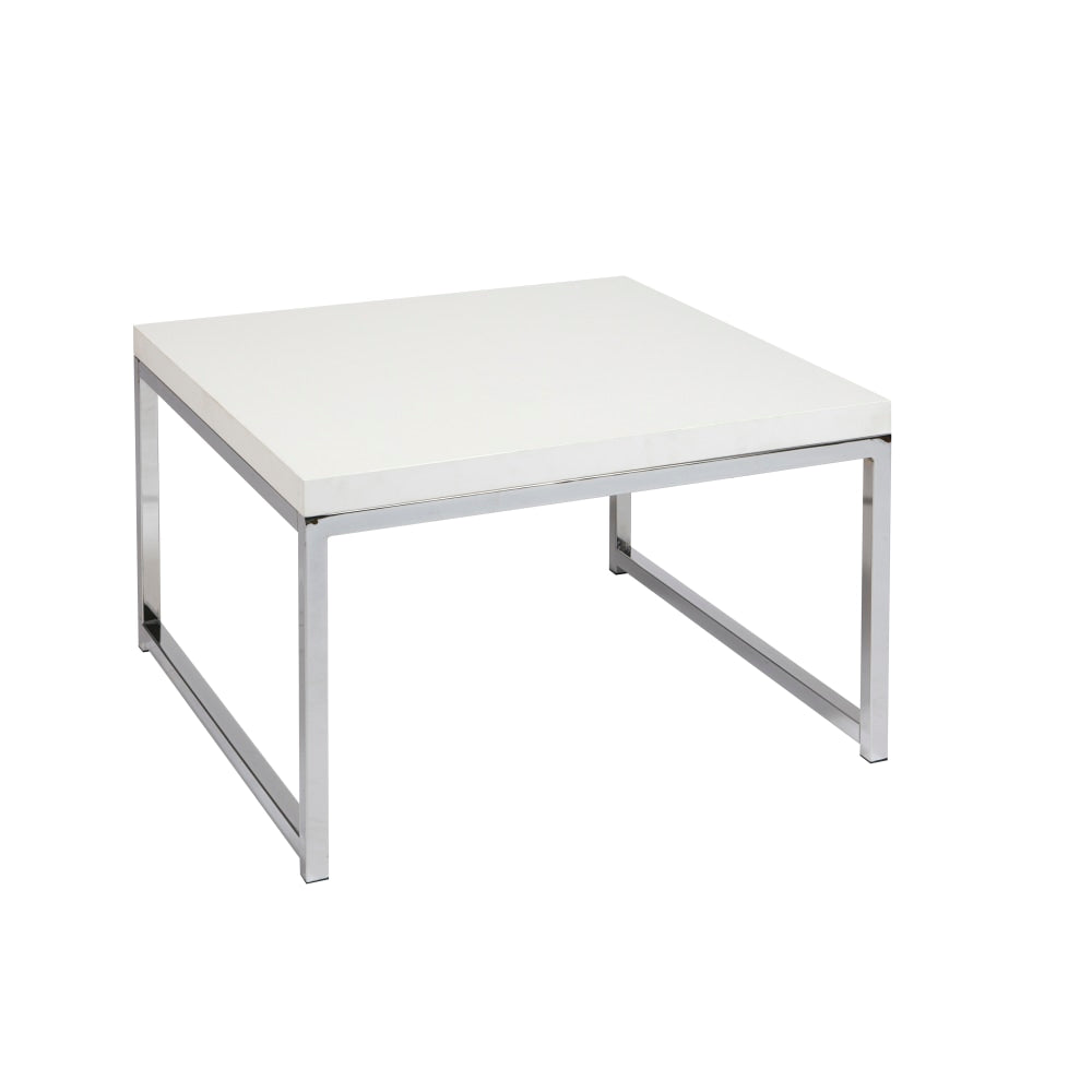 Ave Six Wall Street Table, Accent/Corner, Square, White/Chrome