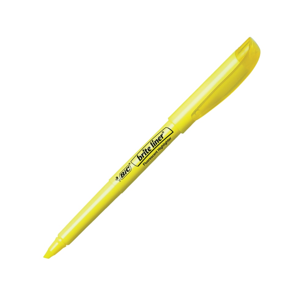 BIC Brite Liner Highlighters, Chisel Tip, Yellow, Box Of 12