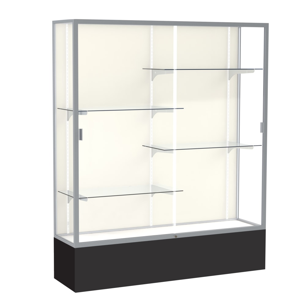 Waddell Spirit 4-Shelf Floor Display Case, 72inH x 60inW x 16inD, Black Base/Satin Finish