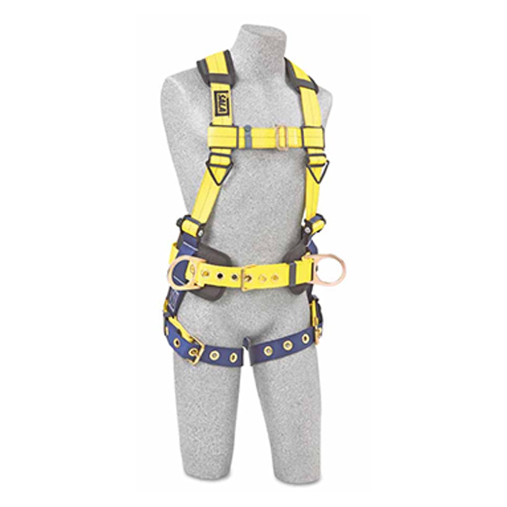 DBI-SALA Delta No-Tangle Harness, 2 Waist D-Rings/Back D-Ring, Large, Navy/Yellow