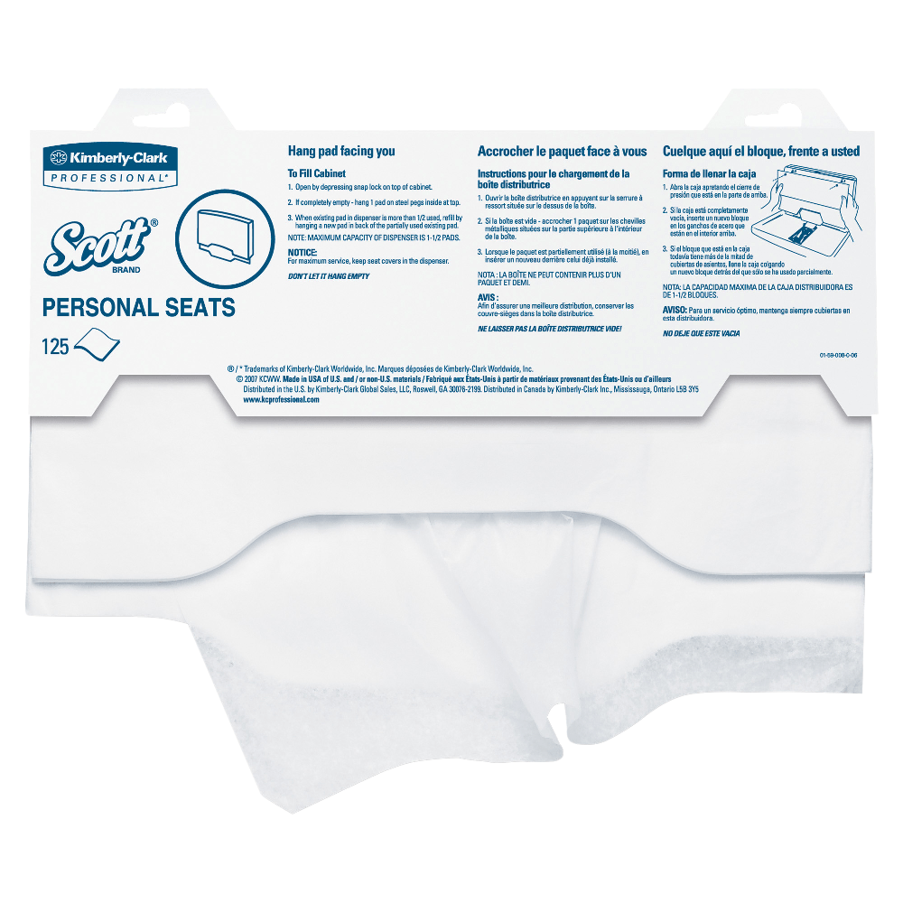 Scott Personal Toilet Seat Covers, 15in x 18in, White, Pack Of 125