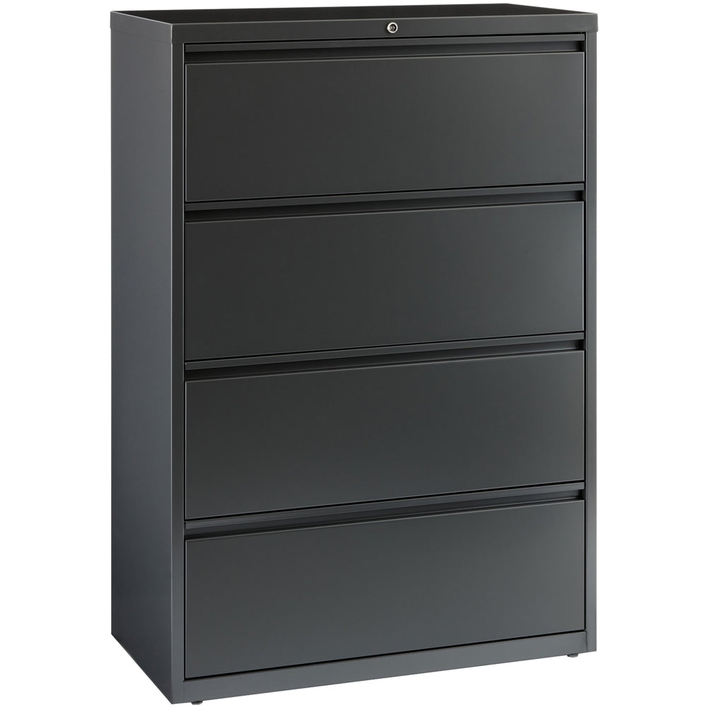 Lorell 36inW x 18-5/8inD Lateral 4-Drawer File Cabinet, Charcoal