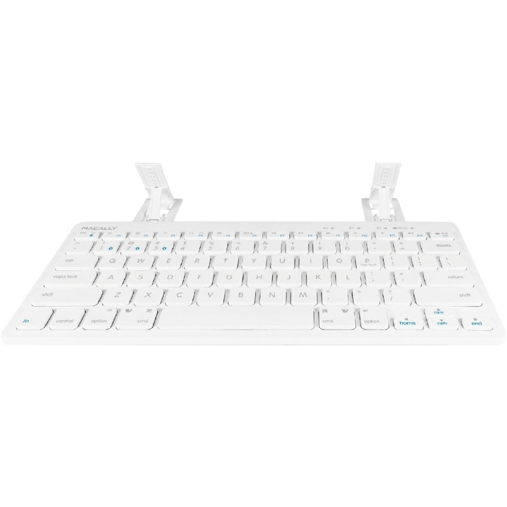 Macally Quick Switch Bluetooth Keyboard for Three Devices - Wireless Connectivity - Bluetooth - 78 Key On/Off Switch Hot Key(s) - Computer, Tablet, Smartphone - Mac, Android, iOS, Windows - Scissors Keyswitch - Ice White