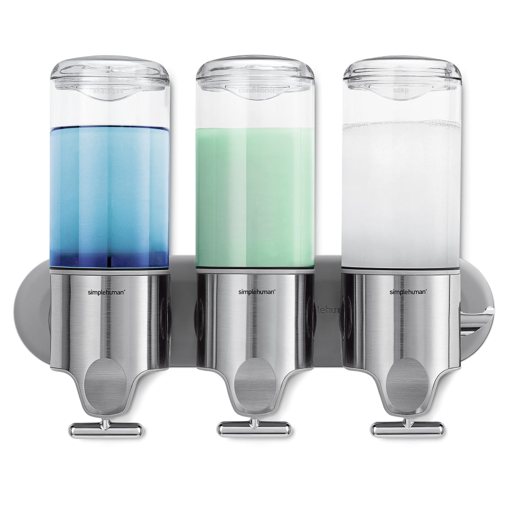 simplehuman Triple Wall Mount Soap Pump, 15 Oz, Stainless Steel