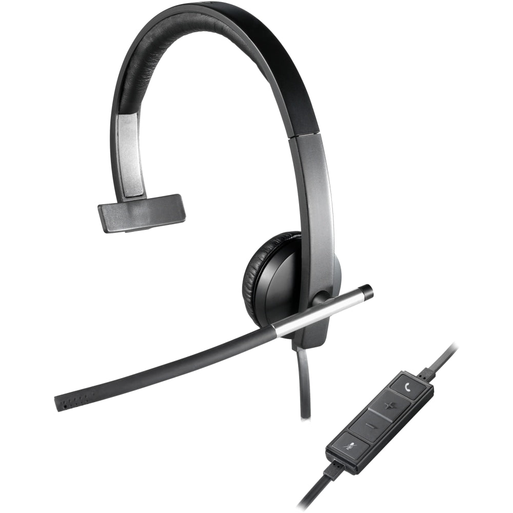 Logitech USB Headset Mono H650e - Mono - USB - Wired - 50 Hz - 10 kHz - Over-the-head - Monaural - Supra-aural - Noise Cancelling, Bi-directional Microphone