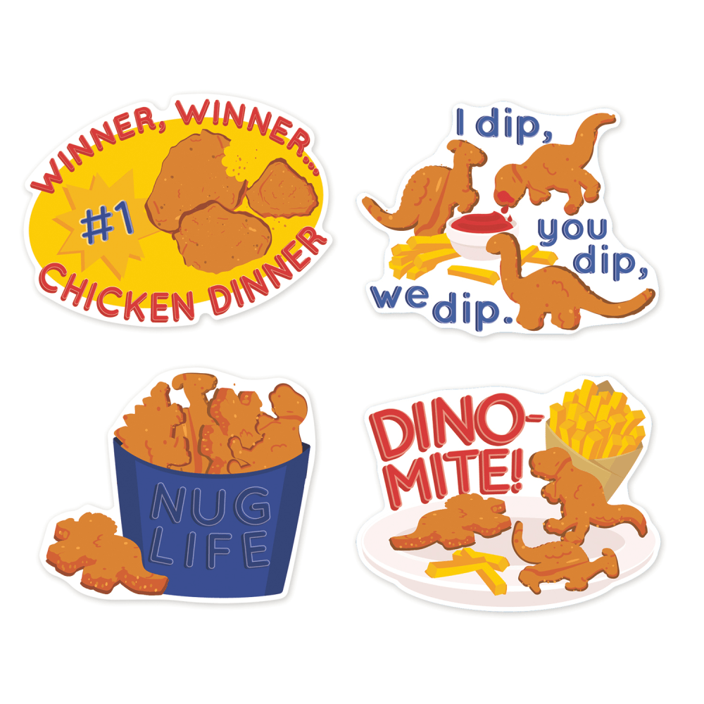 Eureka Jumbo Scented Stickers, Chicken Nuggets, 12 Stickers Per Pack, Set Of 6 Packs