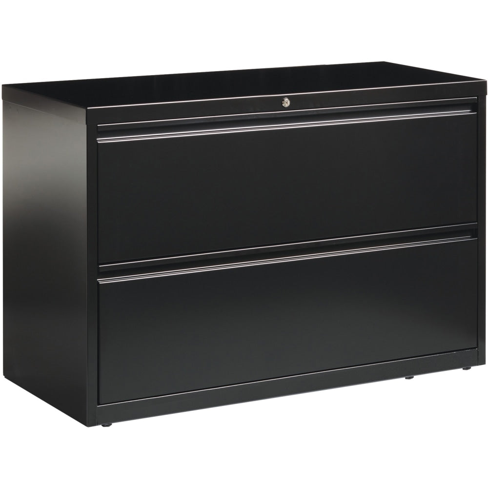 Lorell Fortress 42inW x 18-5/8inD Lateral 2-Drawer File Cabinet, Black