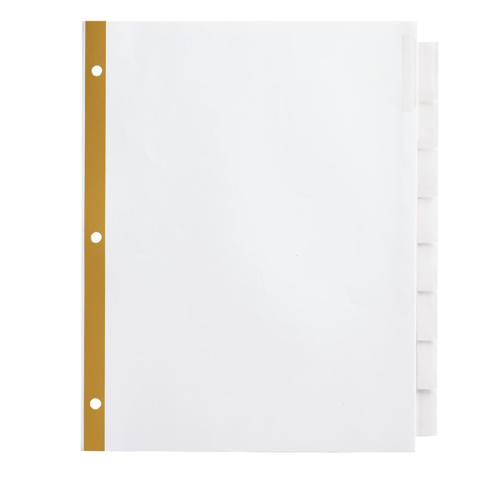 Office Depot Brand Insertable Dividers With Big Tabs, White, Clear Tabs, Set Of 8