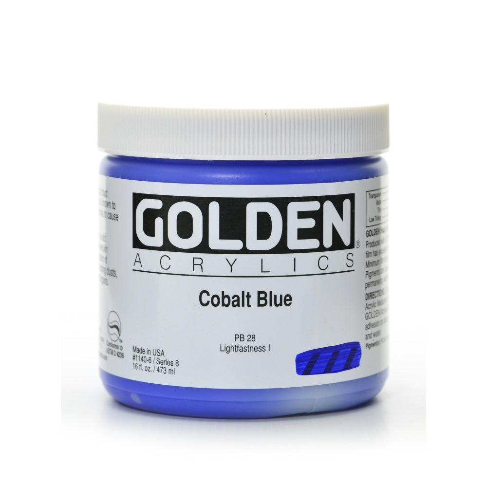 Golden Heavy Body Acrylic Paint, 16 Oz, Cobalt Blue