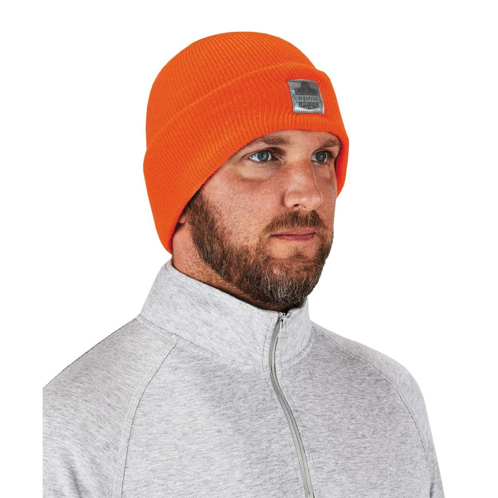 Ergodyne N-Ferno 6806 Acrylic Cuffed Rib Knit Beanie Hat, Orange