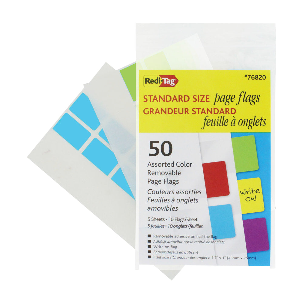 Redi-Tag Standard Page Flags, Assorted Colors, Pack Of 50