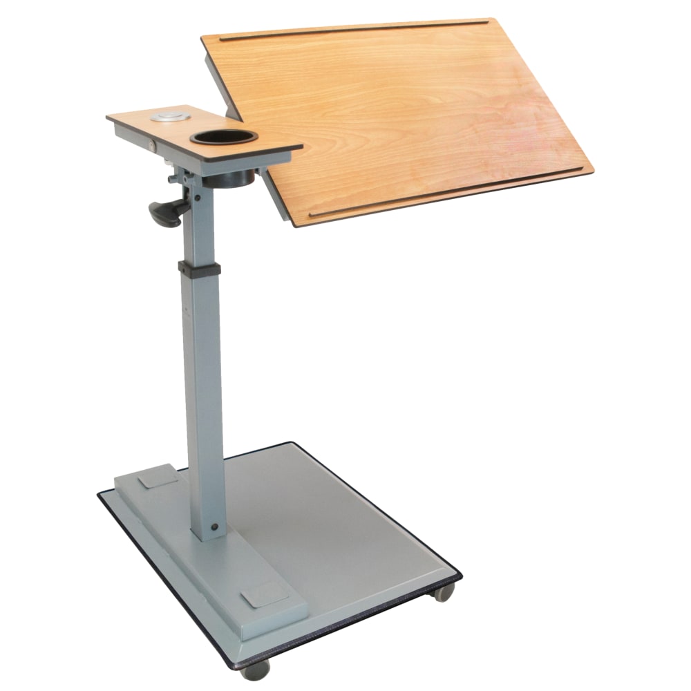 WiseLift Height-Adjustable Mobile Table Workstation, 28inH x 31-1/2inW x 15-3/4inD, Wood