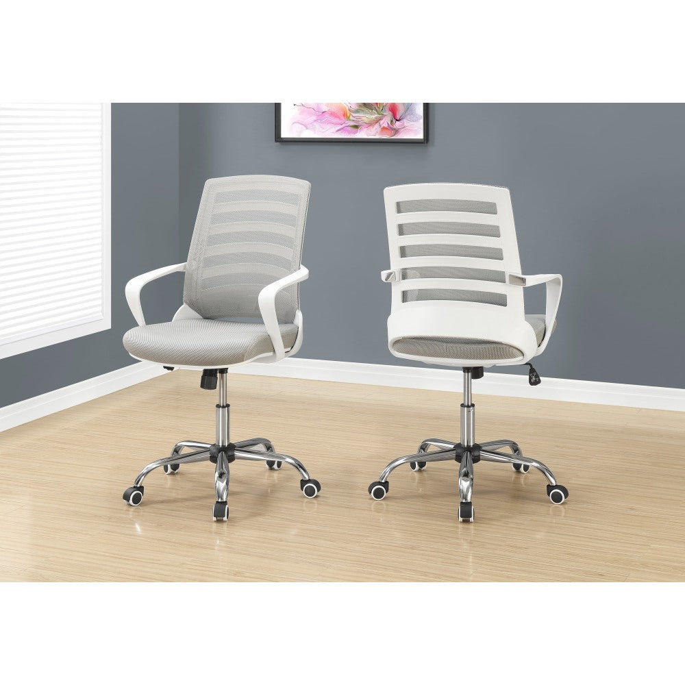 Monarch Specialties Ergonomic Mid-Back Office Chair, Gray/White