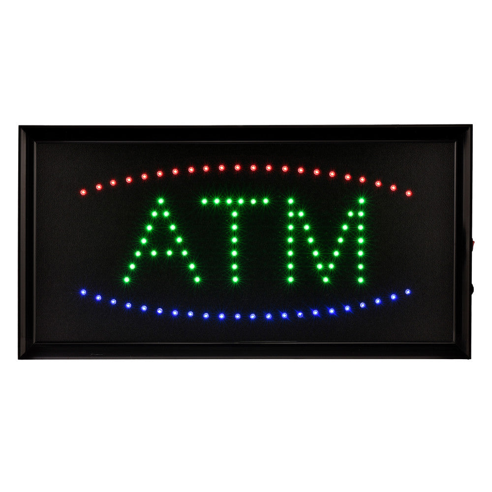 Alpine LED Rectangular Signs, 10in x 19in x 1in, ATM, 12W, Pack Of 2 Signs