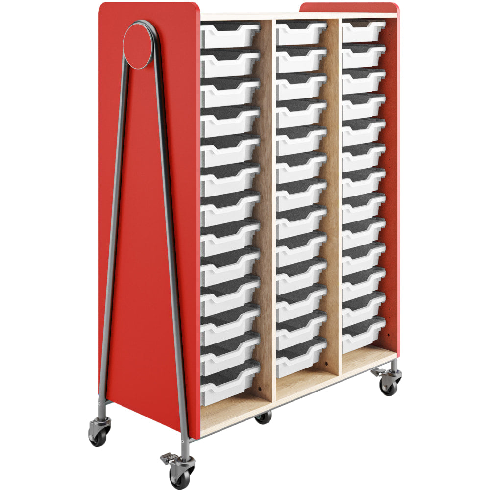 Safco Whiffle Triple-Column 39-Drawer Mobile Storage Cart, 60inH x 43-1/4inW x 19-3/4inD, Red