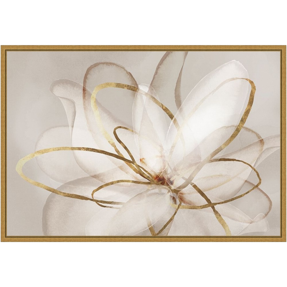 Amanti Art Transparent Beauty III Floral by Eva Watts Framed Canvas Wall Art Print, 16inH x 23inW, Gold