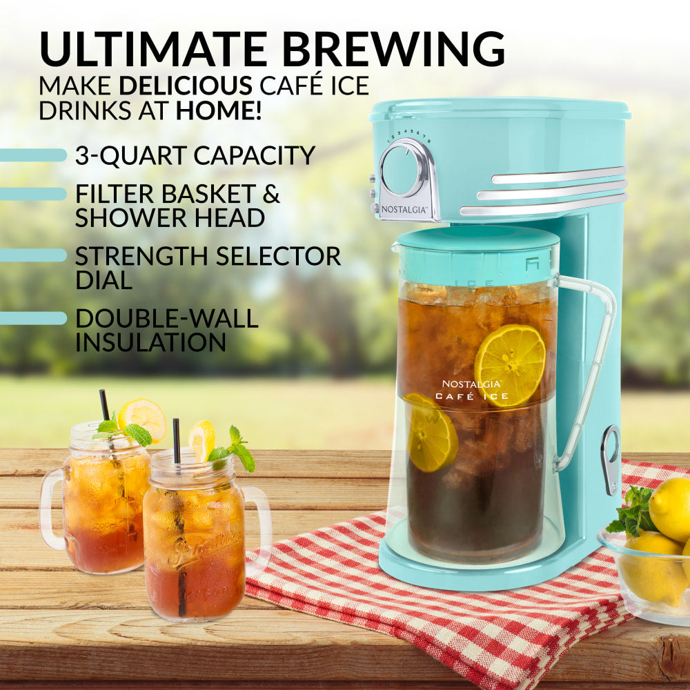 Nostalgia Electrics Ice Brew 12-Cup Tea And Coffee Maker, Aqua