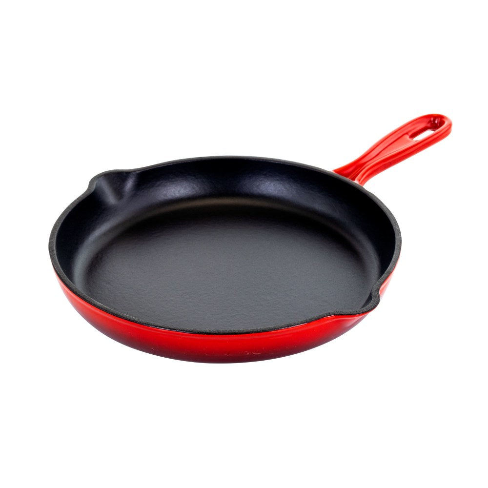 MegaChef Cast Iron Skillet, 10-1/4in, Red