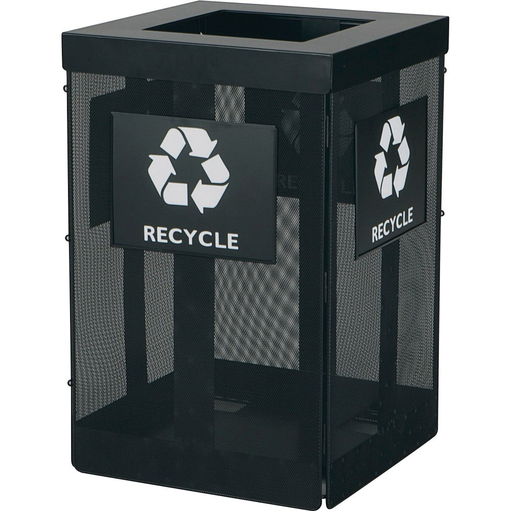 Safco Onyx Waste Receptacle - Overlapping Lid - 36 gal Capacity - Durable, Powder Coated - 29.8in Height x 19.5in Width x 19.5in Depth - Steel - Black - 1 Each