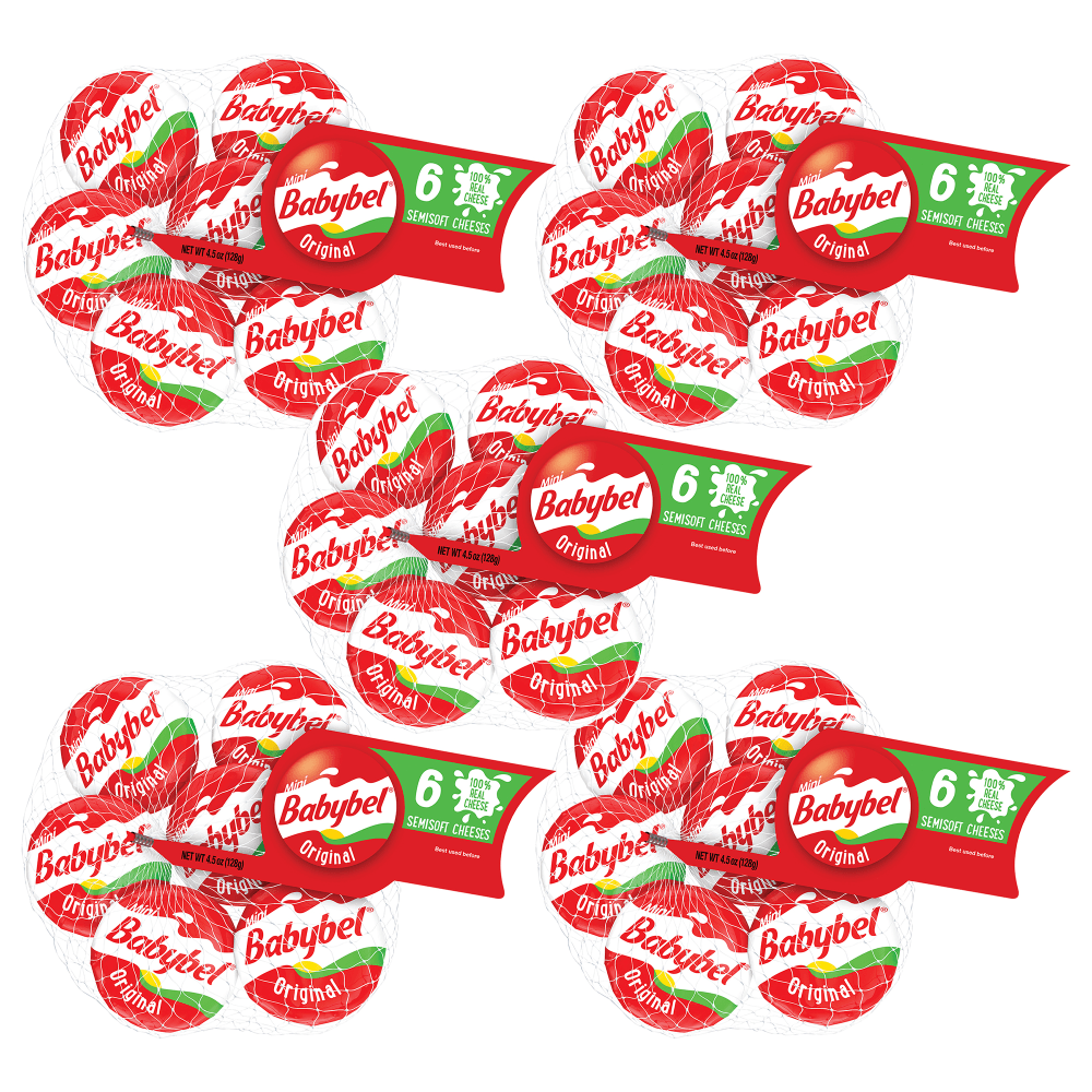 Babybel Mini Original Cheese Wheels, 1 Oz, 6 Wheels Per Pack, Case Of 5 Packs