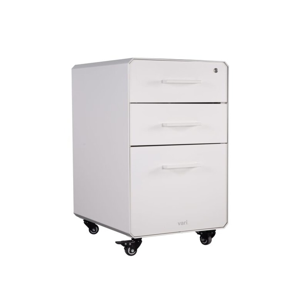 VARIDESK 15-3/4inW x 20-11/16inD Lateral 3-Drawer Mobile File Cabinet, White