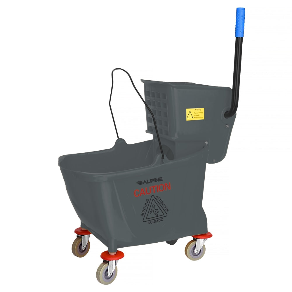 Alpine PVC Mop Bucket With Side Wringer, 36 Qt, 35inH x 15inW x 25inD, Gray