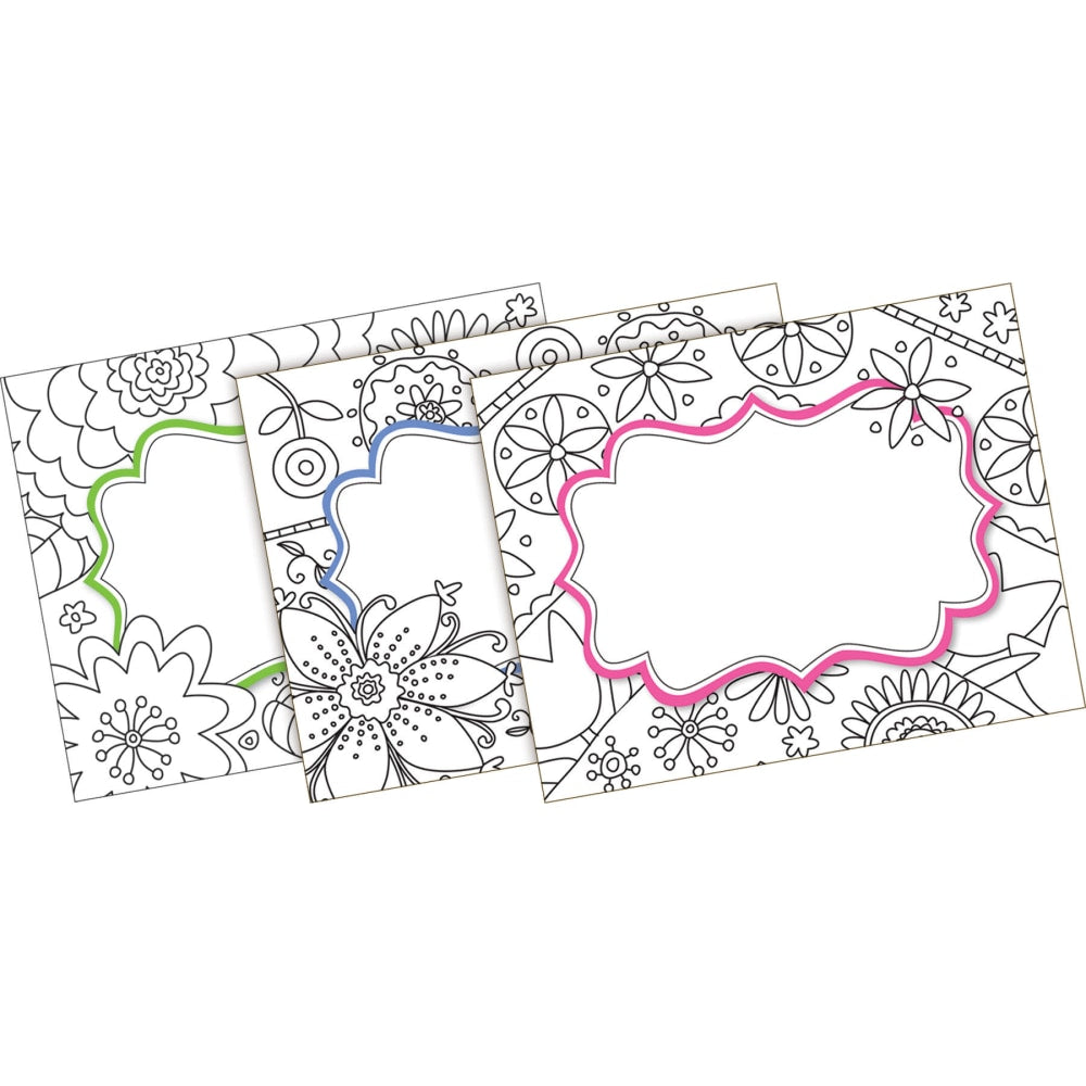 Barker Creek Name Tags, 2 -3/4" x 3 1/2", Color Me In My Garden, 45 Name Tags Per Pack, Case Of 2 Packs