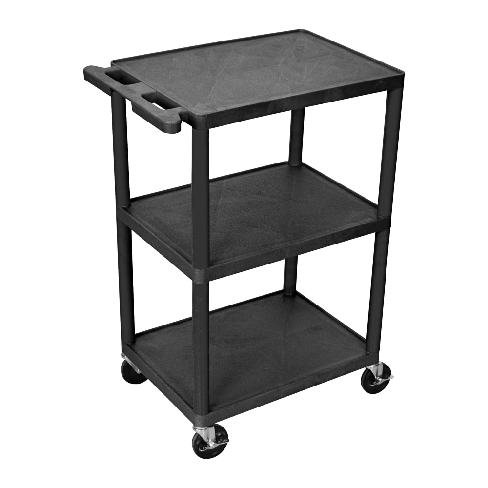 Luxor 3-Shelf Cart, 41inH x 24inW x 18inD, Black