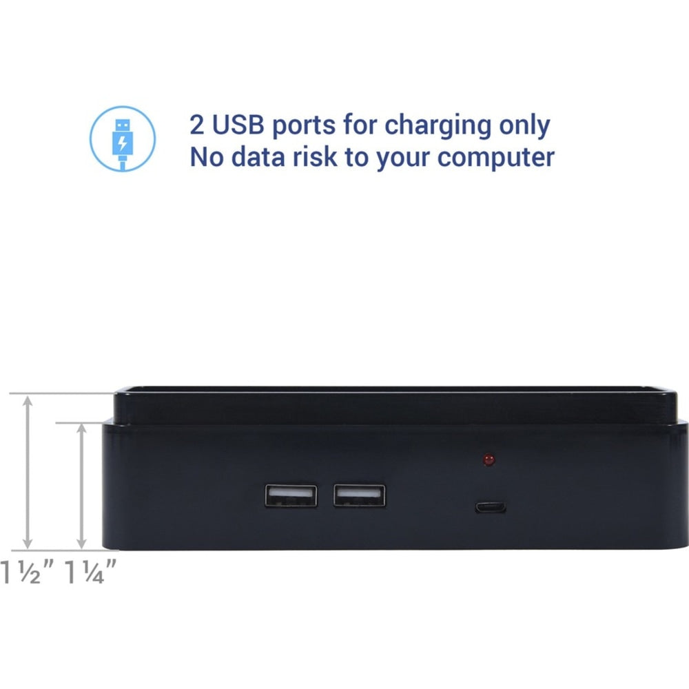 DAC Stax Monitor Desk Riser Block Kit With 2 USB Charging Ports, 1.5inH x 1.5inW x 6inL, Black