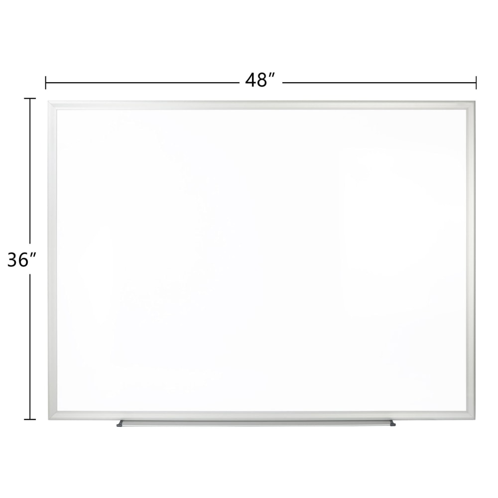 Office Depot Brand Non-Magnetic Melamine Dry-Erase Whiteboard With Marker,  36in x 48in, Aluminum Frame With Silver Finish