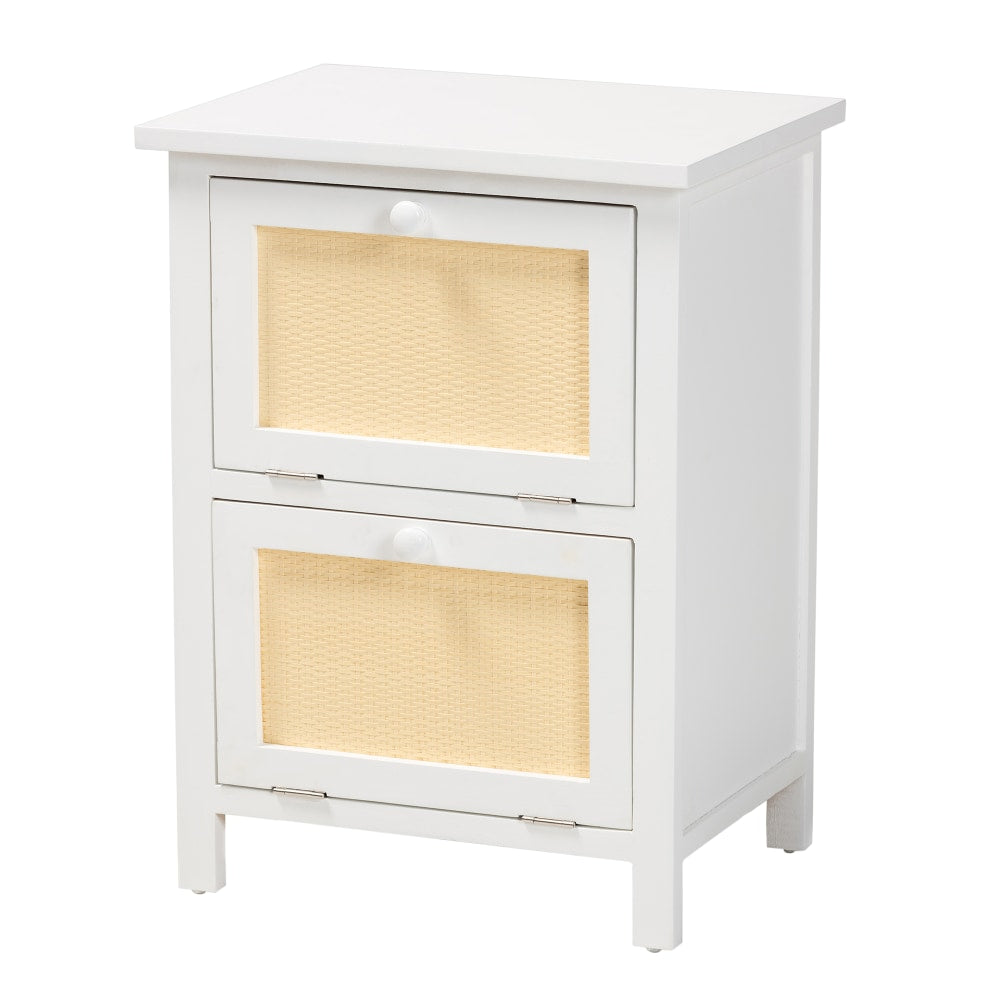 Baxton Studio Sariah 2-Door Nightstand, 21-5/16inH x 15-3/4inW x 11-13/16inD, White