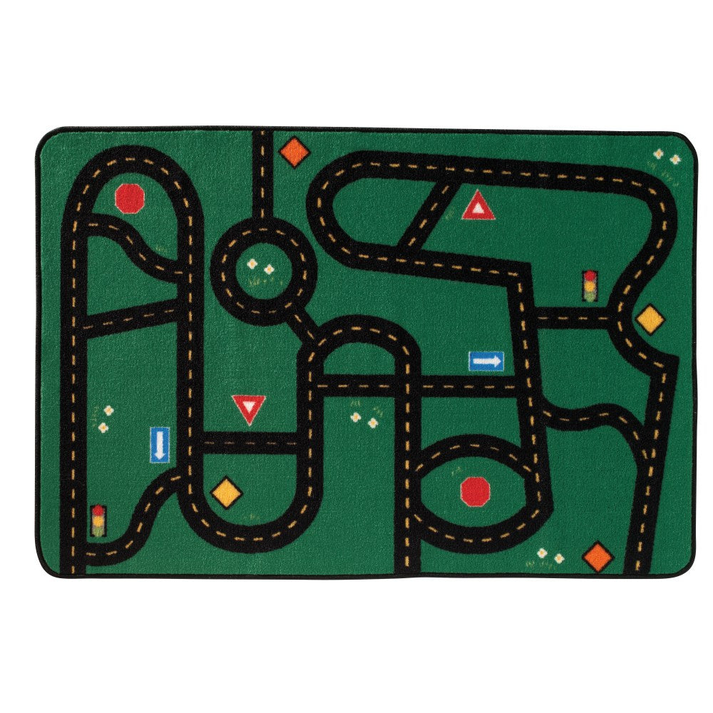 Carpets for Kids KID$Value Rugs Go-Go Driving Activity Rug, 4ft x 6ft , Green