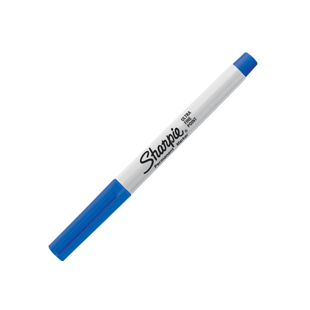 Sharpie Permanent Ultra-Fine Point Markers, Blue, Pack Of 12 Markers