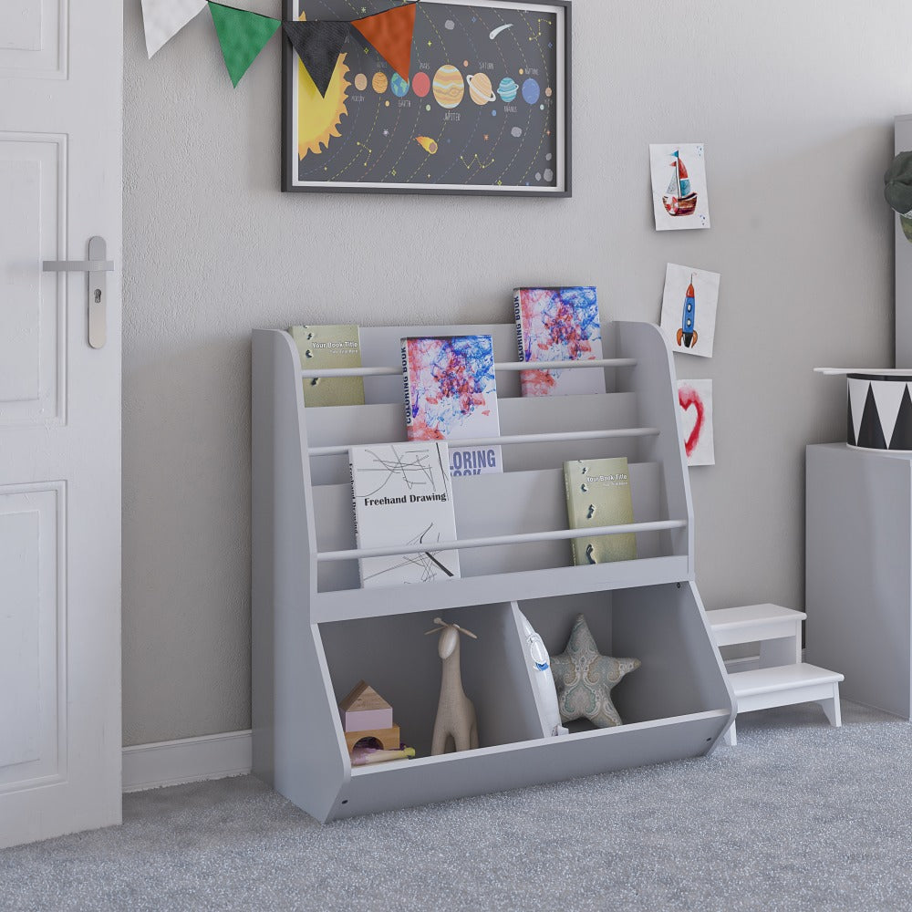 Ameriwood Home Nathan Kids 37inH 3-Cube Toy Storage Bookcase, Gray