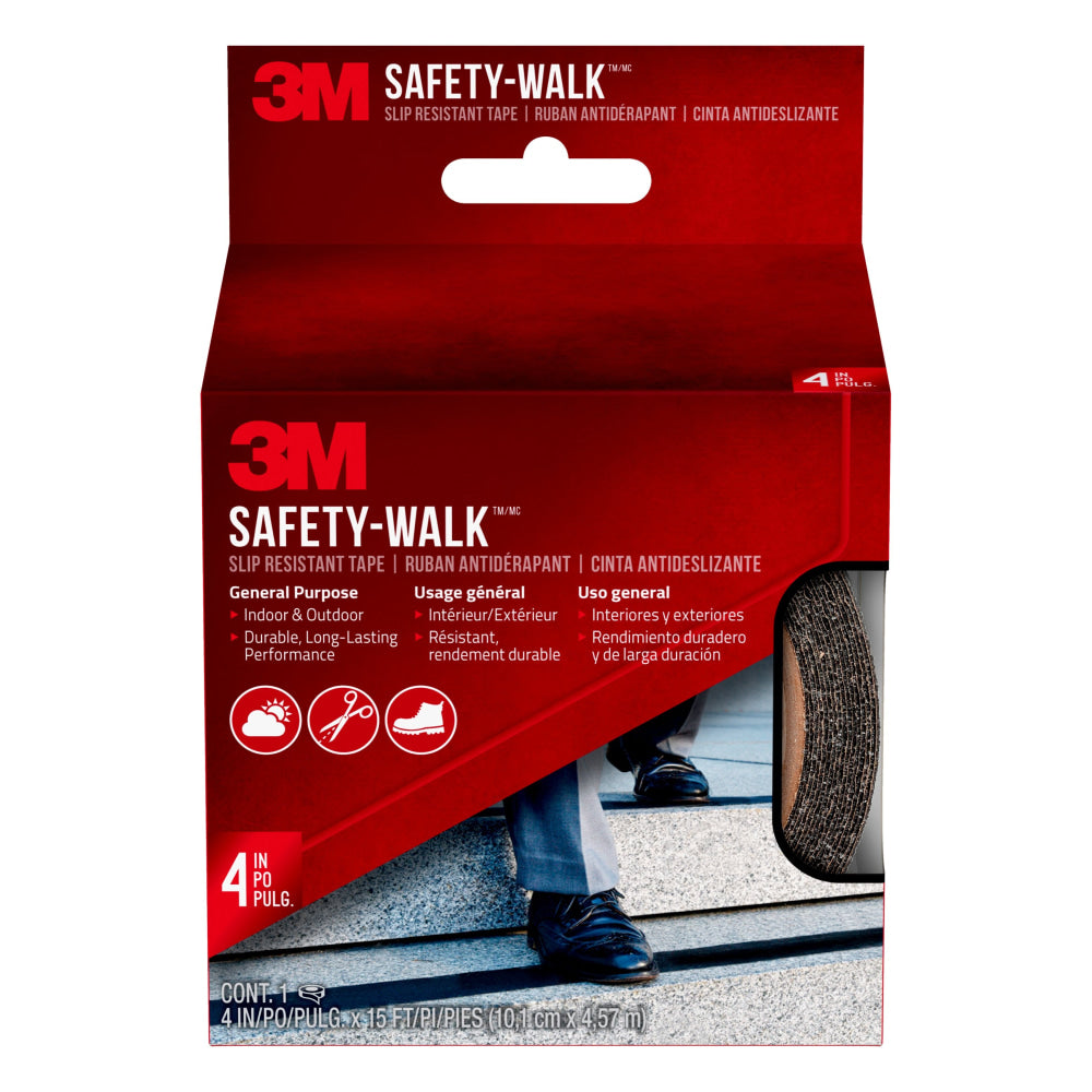 3M Safety-Walk Slip-Resistant Tape, 610B-R4X180, 4in x 15', Black