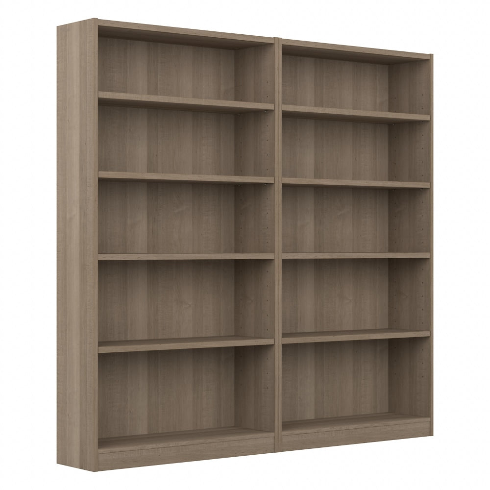 Bush Furniture Universal 72inH 5-Shelf Bookcases, Ash Gray, Set Of 2 Bookcases, Standard Delivery