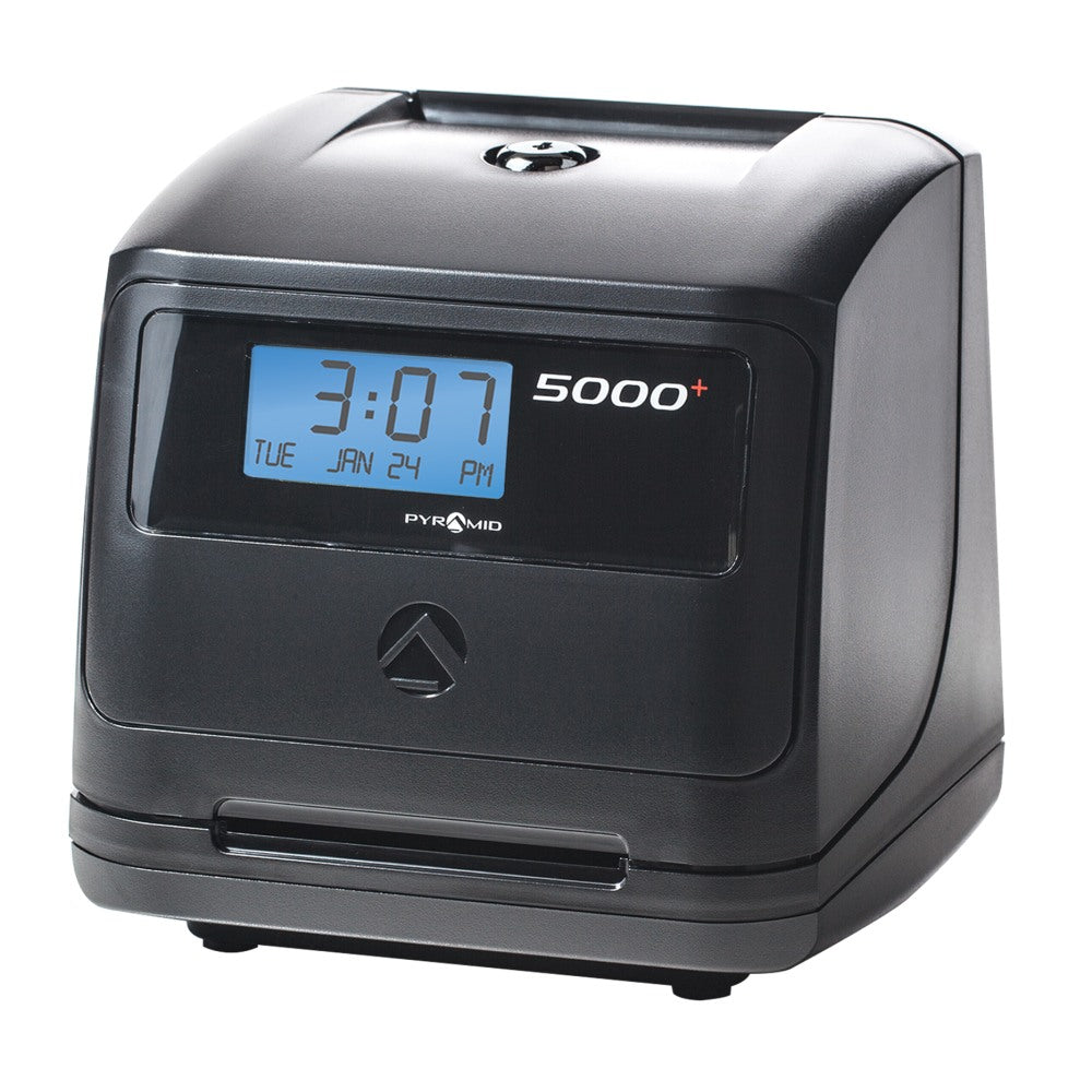 Pyramid 5000 Automatic Time-Totaling Time Clock, 7-1/4in x 7in x 6-1/2in, Black