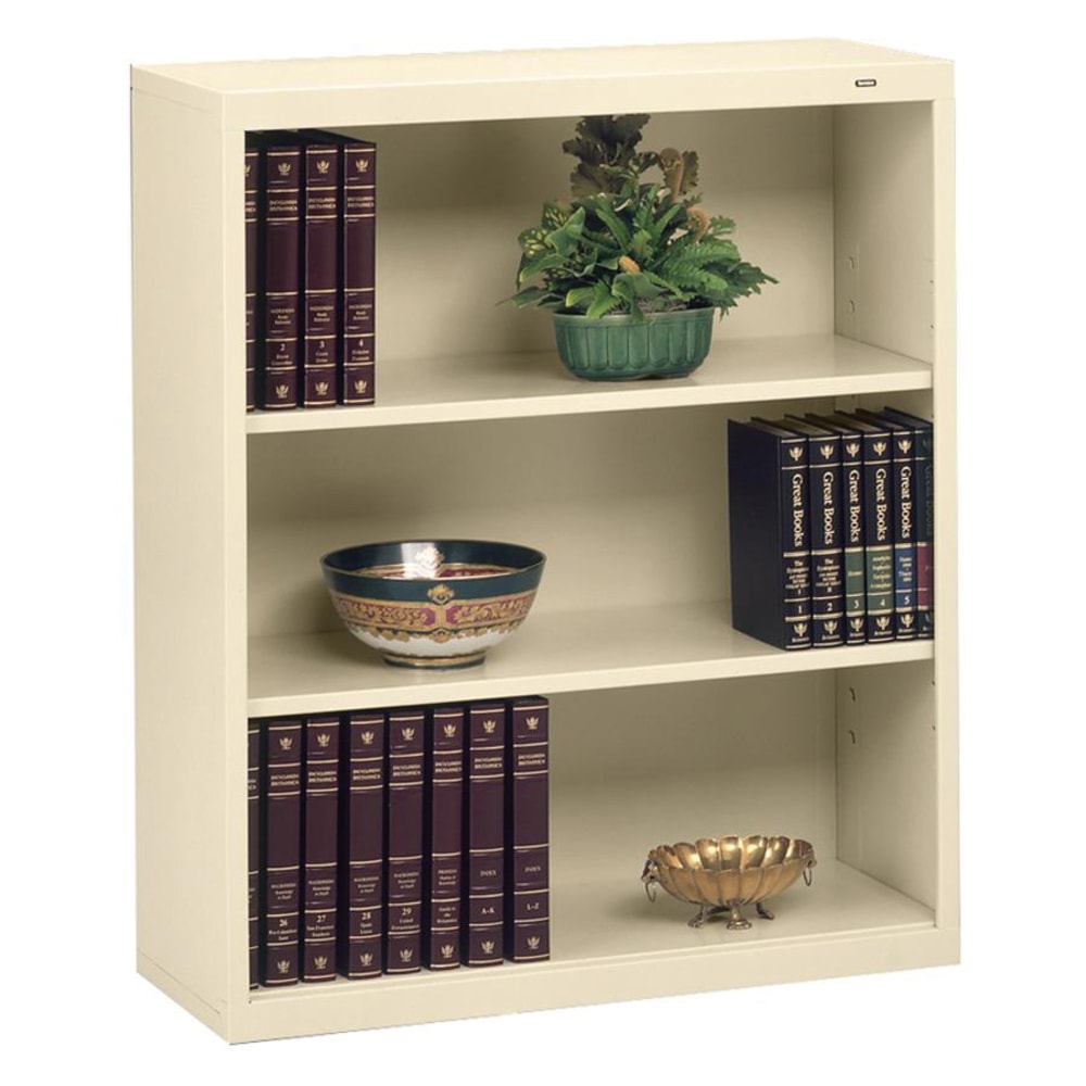 Tennsco Metal 3-Shelf Modular Shelving Bookcase, 40inH x 34-1/2inW x 13-1/2inD, Putty