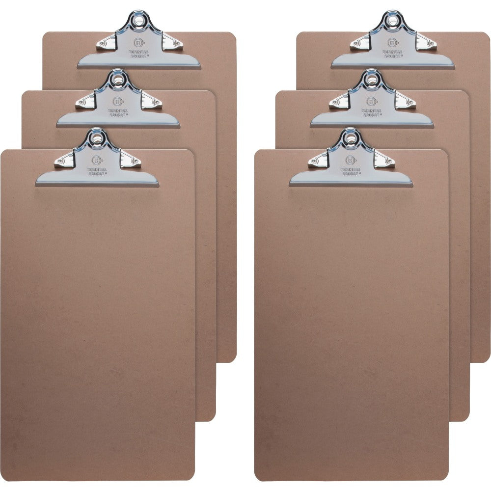 Business Source Hardboard Clipboard - 9in x 15 1/2in - Hardboard - Brown - 6 / Bundle